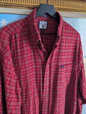 Faconnable Red and Yellow Plaid Button-Down Flannel